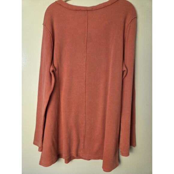 Laurie Felt Womens XL Thermal Waffle Knit Long Sleeve Muted Orange Tunic - Picture 5 of 9